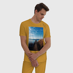 Пижама хлопковая мужская Пристань, цвет: горчичный — фото 2