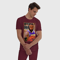 Пижама хлопковая мужская NBA легенды Леброн Джеймс, цвет: меланж-бордовый — фото 2