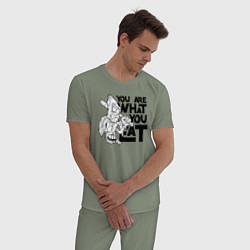 Пижама хлопковая мужская Ты то , что ешь, цвет: авокадо — фото 2