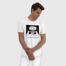 Пижама хлопковая мужская Мрачный кот - Ok, human, цвет: белый — фото 2