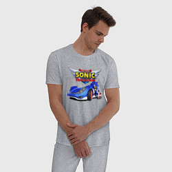 Пижама хлопковая мужская Team Sonic racing - hedgehog, цвет: меланж — фото 2
