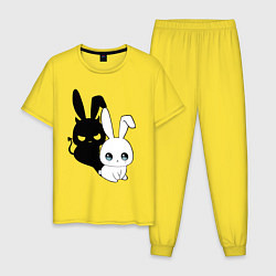 Пижама хлопковая мужская Милый кролик - ангелочек или дьяволёнок?, цвет: желтый