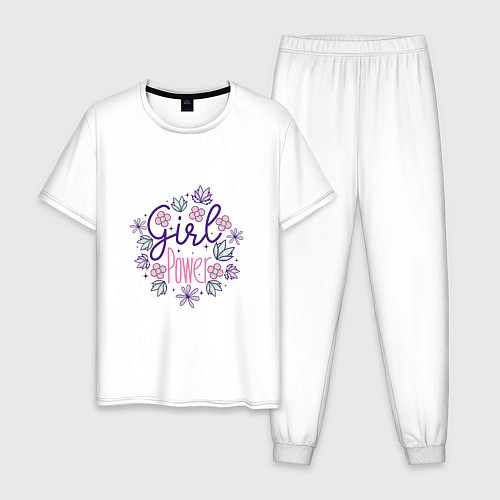 Мужская пижама Girl power flowers / Белый – фото 1