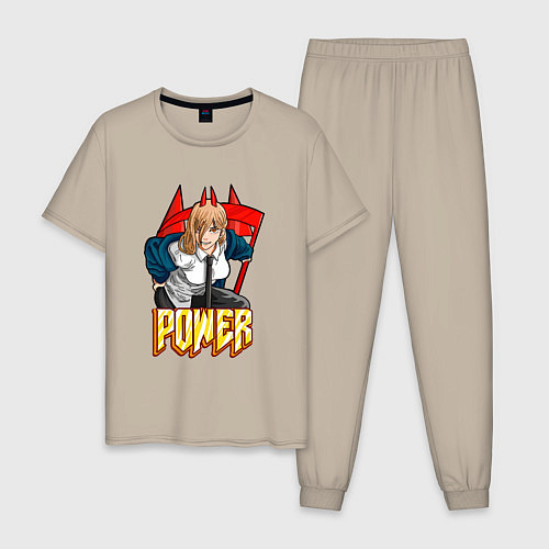 Мужская пижама Power : Человек-бензопила / Миндальный – фото 1