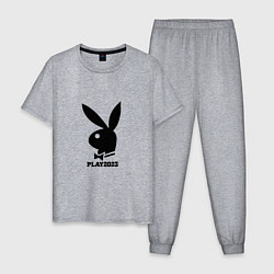 Пижама хлопковая мужская Черный кролик play2023, цвет: меланж