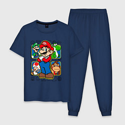 Пижама хлопковая мужская Супер Марио, цвет: тёмно-синий