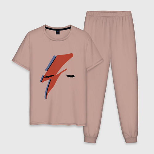 Мужская пижама Дэвид Боуи - молния / Пыльно-розовый – фото 1