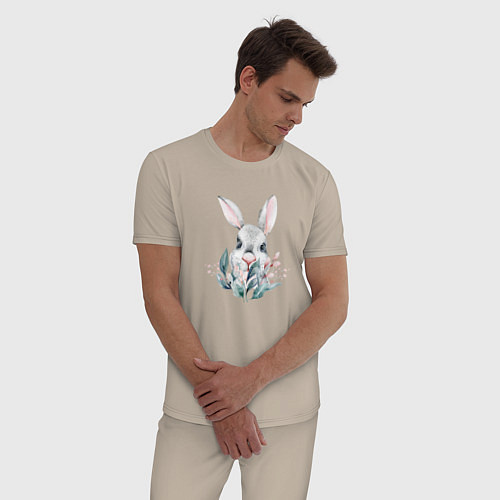 Мужская пижама Кролик в цветах / Миндальный – фото 3