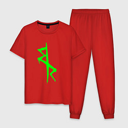 Пижама хлопковая мужская Logotype - Cyberpunk: Edgerunners, цвет: красный