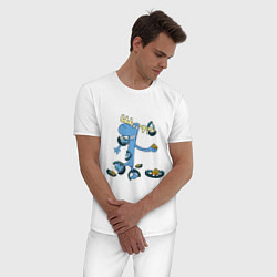 Пижама хлопковая мужская Lumpy trap, цвет: белый — фото 2