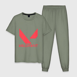 Пижама хлопковая мужская Valorant - logo, цвет: авокадо