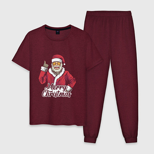 Мужская пижама Christmas Santa / Меланж-бордовый – фото 1
