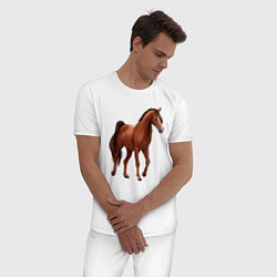 Пижама хлопковая мужская Тракененская лошадь, цвет: белый — фото 2