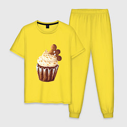 Мужская пижама Новогодний капкейк с имбирным человечком