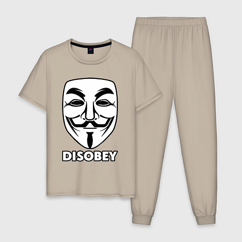 Мужская пижама Guy Fawkes - disobey / Миндальный – фото 1