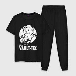 Пижама хлопковая мужская Vault boy - join the vault tec, цвет: черный