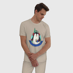 Пижама хлопковая мужская Merry christmas penguin, цвет: миндальный — фото 2