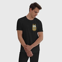 Пижама хлопковая мужская Сборная Аргентины логотип, цвет: черный — фото 2