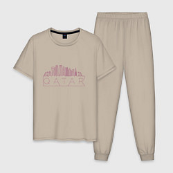 Пижама хлопковая мужская Qatar city, цвет: миндальный