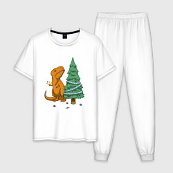 Пижама хлопковая мужская Новозавр, цвет: белый