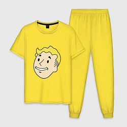 Пижама хлопковая мужская Vault boy head, цвет: желтый