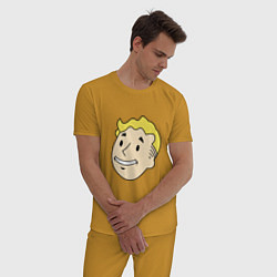 Пижама хлопковая мужская Vault boy head, цвет: горчичный — фото 2