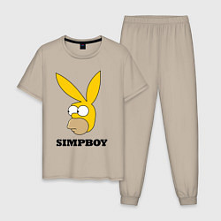 Пижама хлопковая мужская Simpboy - rabbit Homer, цвет: миндальный