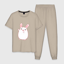 Пижама хлопковая мужская Круглый кролик, цвет: миндальный