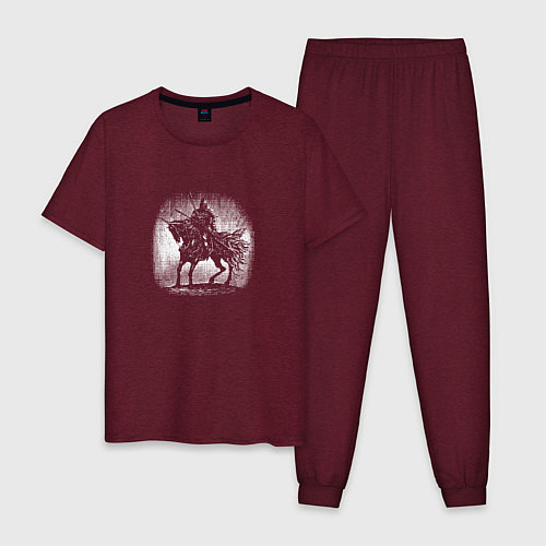Мужская пижама Воин на коне / Меланж-бордовый – фото 1