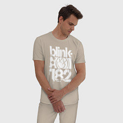 Пижама хлопковая мужская Stencil white logo, цвет: миндальный — фото 2