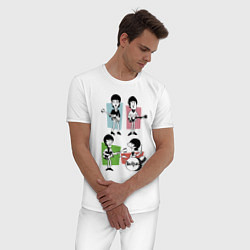 Пижама хлопковая мужская The Beatles - drawing - sketch, цвет: белый — фото 2