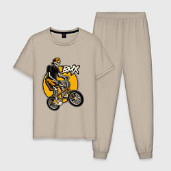 Пижама хлопковая мужская BMX rider, цвет: миндальный