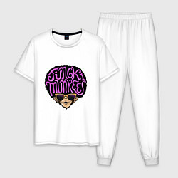Пижама хлопковая мужская Funky monkey, цвет: белый