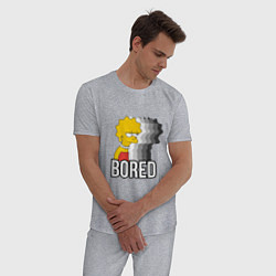 Пижама хлопковая мужская Лиза Симпсон - bored, цвет: меланж — фото 2