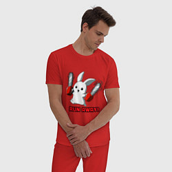Пижама хлопковая мужская Rabbit run away, цвет: красный — фото 2