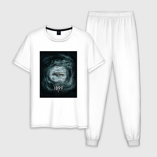 Мужская пижама Водоворот - 1899 / Белый – фото 1
