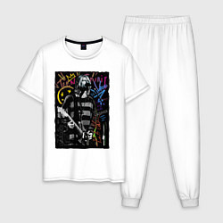 Пижама хлопковая мужская Nirvana teen spirit, цвет: белый