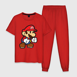 Пижама хлопковая мужская Классический Марио, цвет: красный