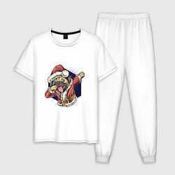 Пижама хлопковая мужская New year pug, цвет: белый