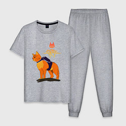 Пижама хлопковая мужская Stray - cat logo, цвет: меланж