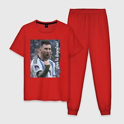 Пижама хлопковая мужская Viva la Argentina - Lionel Messi - world champion, цвет: красный