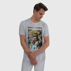 Пижама хлопковая мужская Lionel Messi - world champion - Argentina, цвет: меланж — фото 2