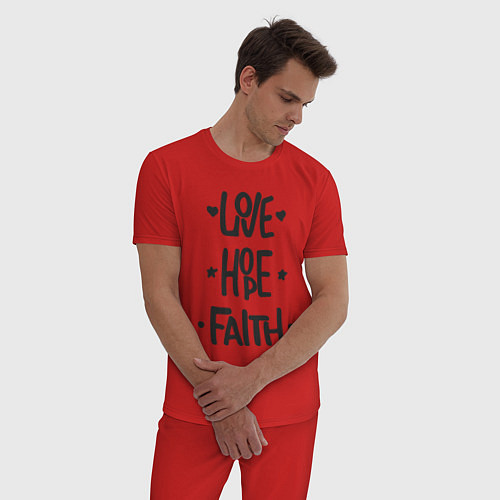 Мужская пижама Love hope faith / Красный – фото 3
