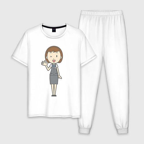 Мужская пижама Офисная леди согласна / Белый – фото 1