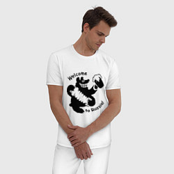 Пижама хлопковая мужская Bear in russia, цвет: белый — фото 2