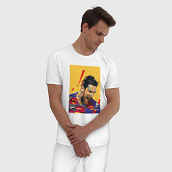 Пижама хлопковая мужская Барса Месси, цвет: белый — фото 2