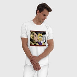 Пижама хлопковая мужская Гомер Симпсон везёт кульную чувиху - pop art, цвет: белый — фото 2