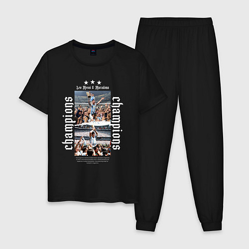 Мужская пижама Лео Месси и Диего Марадона с Кубком мира / Черный – фото 1