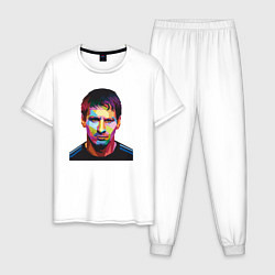 Пижама хлопковая мужская Face Messi, цвет: белый
