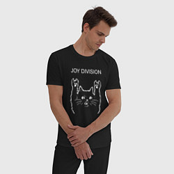 Пижама хлопковая мужская Joy Division рок кот, цвет: черный — фото 2